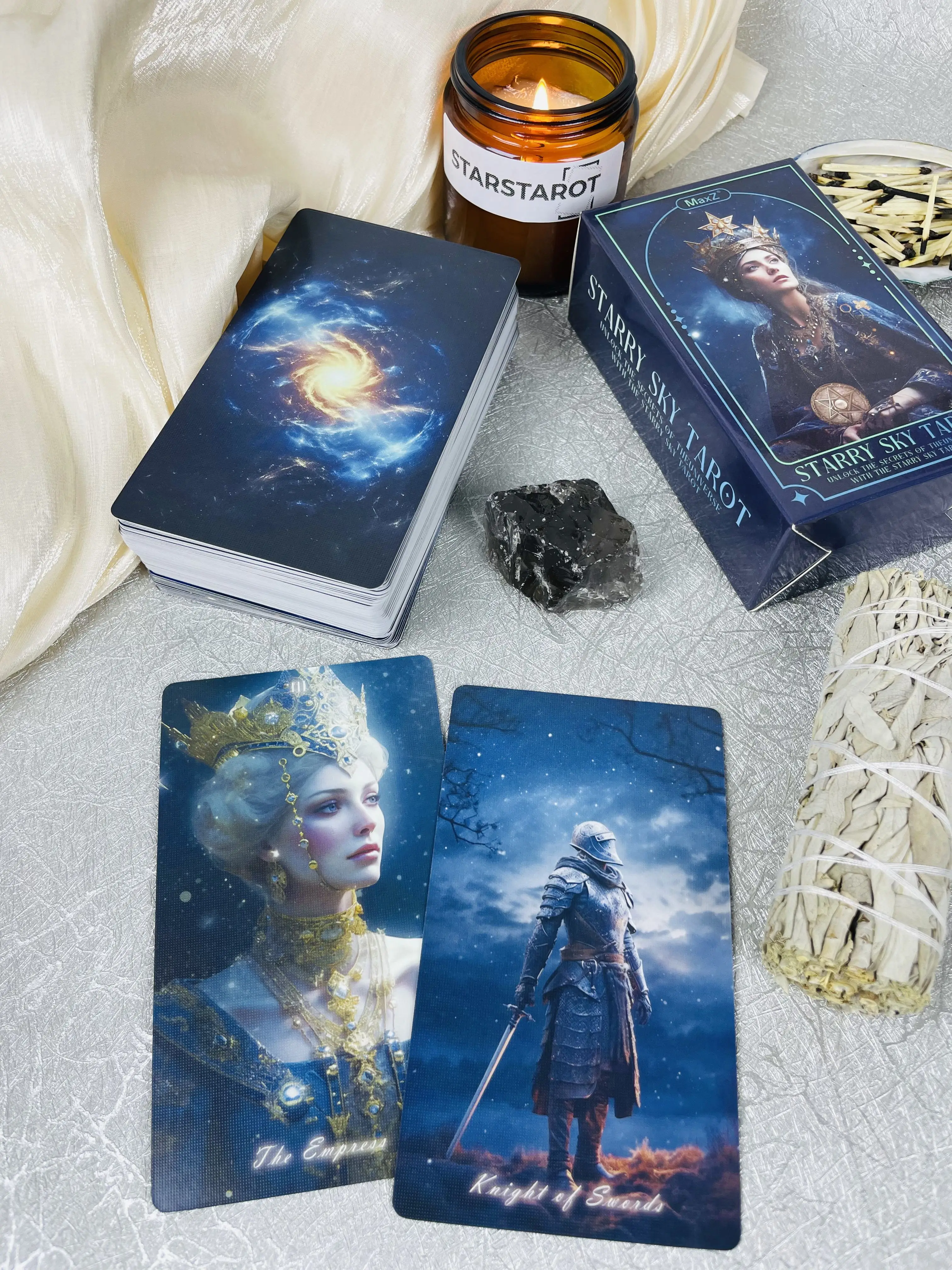 新しい星空タロットカード 78 枚セット英語版占星術銀河宇宙テーマオラクルデッキ初心者のための占いギフト