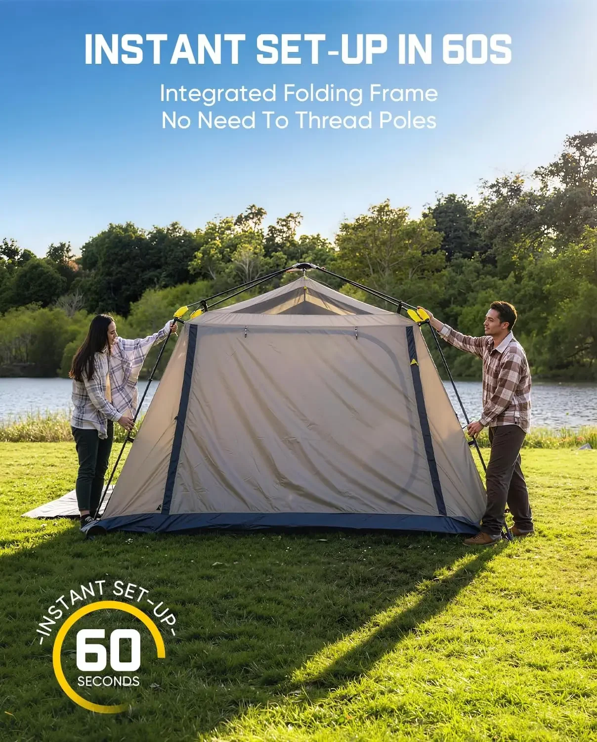 C8/C10  Camping Tent, 8/10 Person Instant Cabin Tent Setup in 60s, Family Tent with Carry