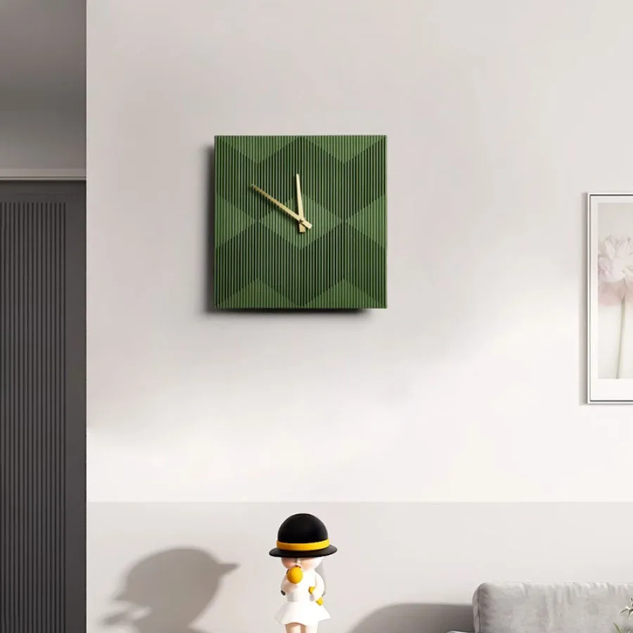 Wood Living Room Wall Clock Decoration Hand Round Home Wall Clock Pieces Elegant Gift Art Modern Green Bedroom Zegar Wall Decor