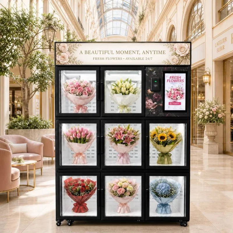 Commercial Flower Refrigerator Vending Machine for Fresh Rose Storage and Automatic Bouquet Dispensing