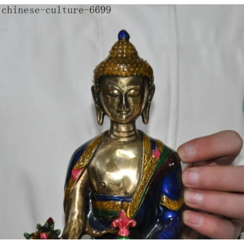 Tibetan temple bronze Cloisonne Sakyamuni Shakyamuni Shakya Mani Buddha statue