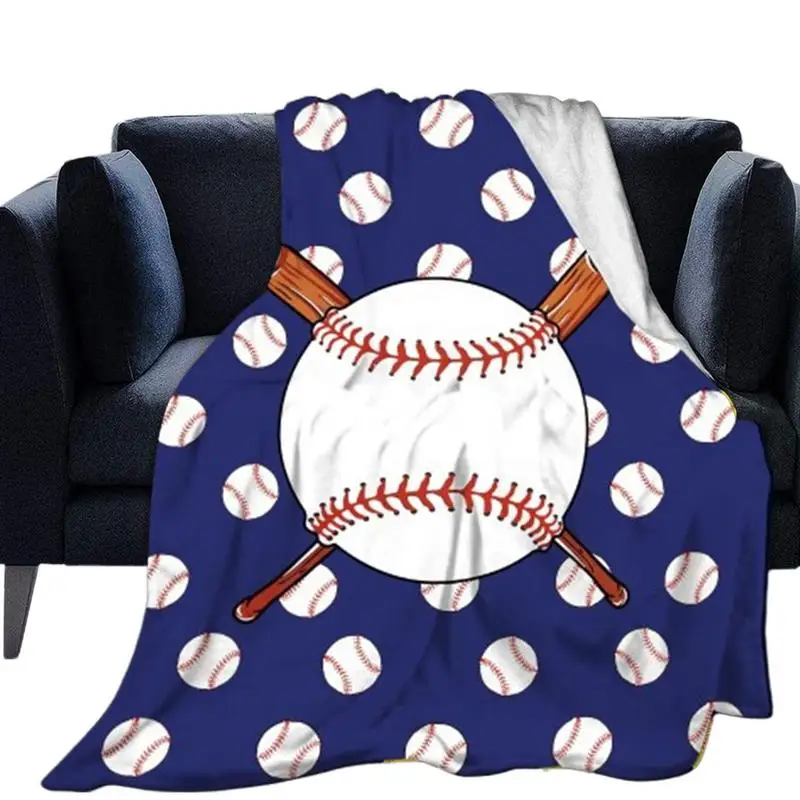 Softball Throw Blanket Fleece Throw Blankets Softball Pattern Blanket For Bed Sofa Baseball Texture Blanket Home Decoration