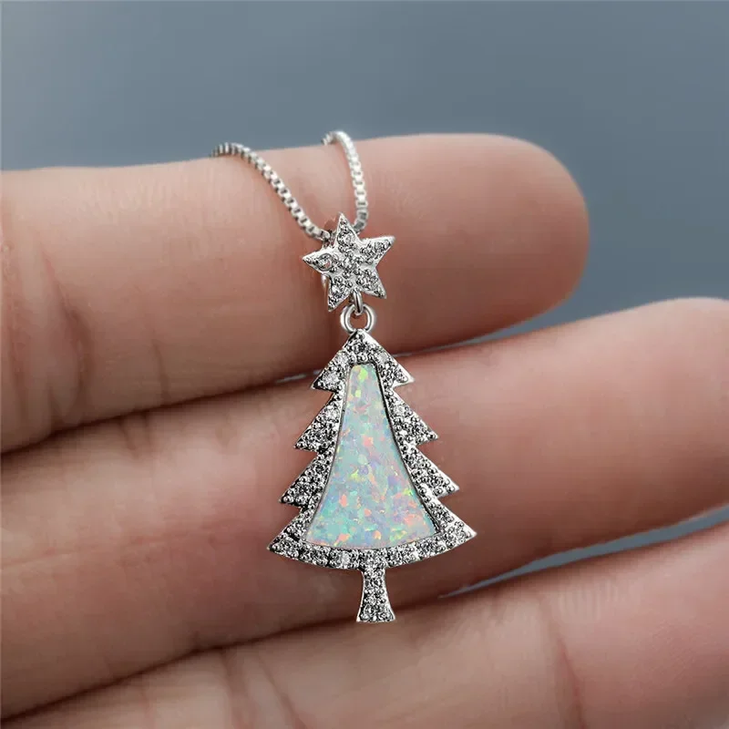 Star Tree Pendant Necklace Zinc Alloy Simulated Opal Boho Cute Romantic Period Tracker Function
