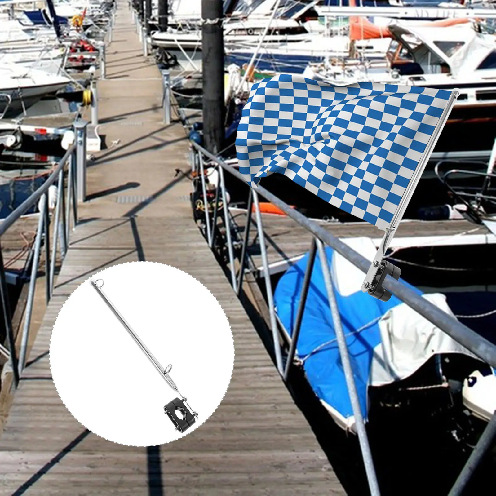 Boat Rub Rail Kit Flag Pole Poles Deck Hardware Railing Trolling Motor Stabilizer Mount Support Hand Fitting