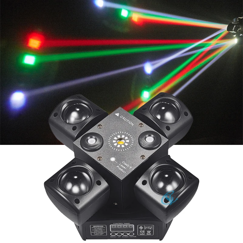 New Mini Four Head Stage Effect Light Red &Green Laser Light/Strobe/ Beam RGBW LED 48W Moving Head Light For DJ Disco Bar Party