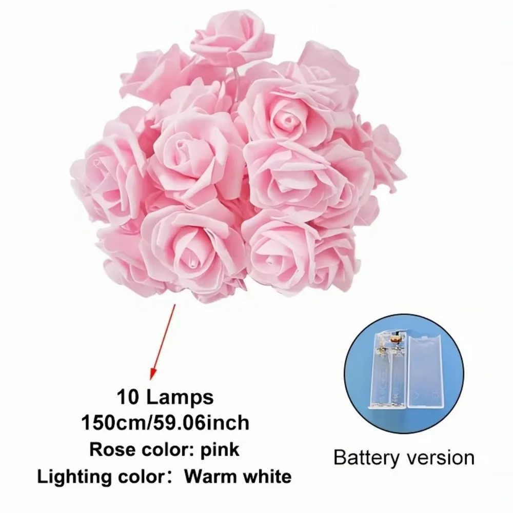 1 шт., 59,06 дюйма/118,11 дюйма, гирлянда из искусственной розы, питание от батареек АА (искл.), используется для украшения комнаты и Дня святого Валентина.