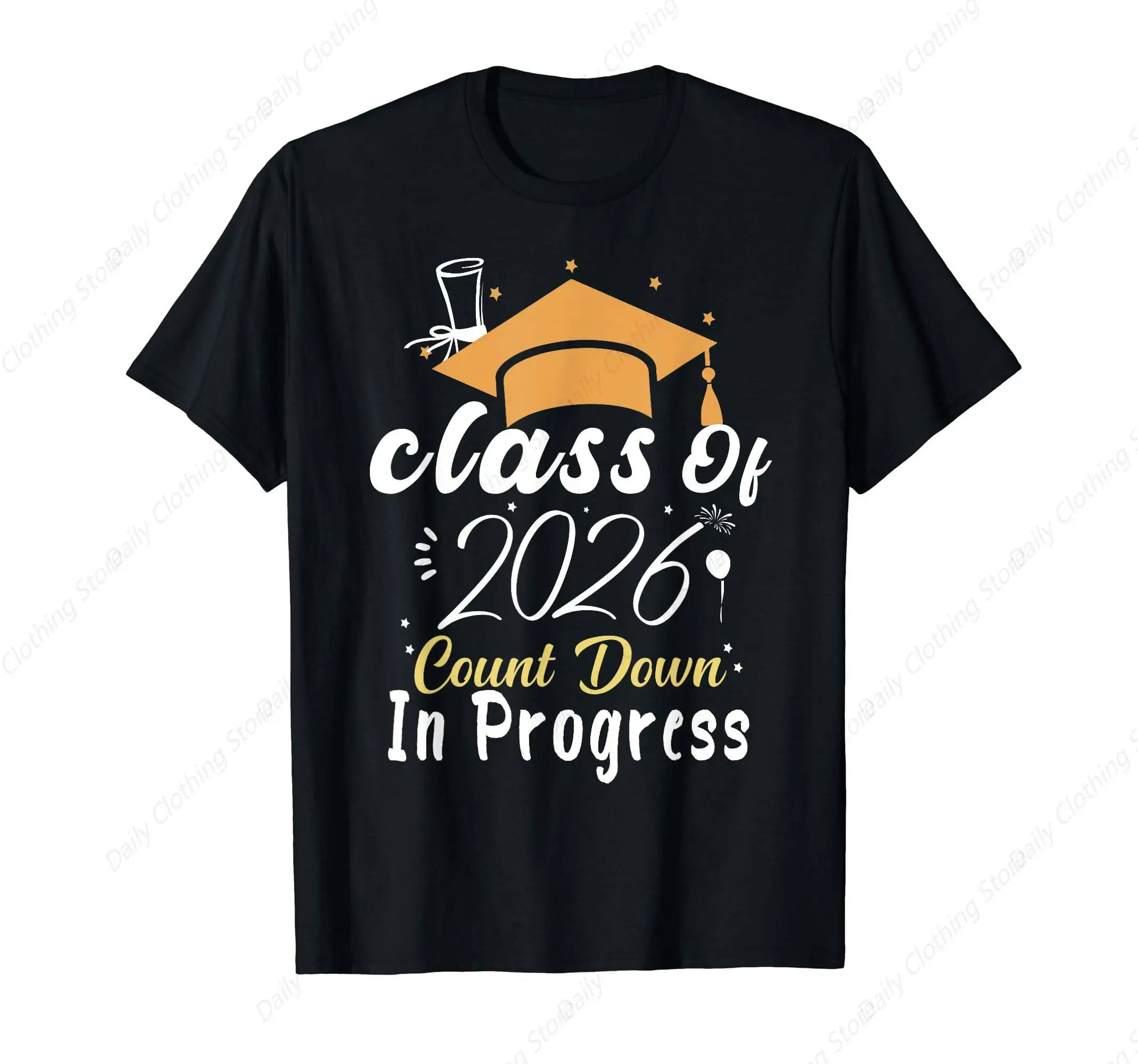 

Class Of 2026 Count Down In Progress Future Graduation 2026 T-Shirt Vintage Retro Summer Men Women Cotton Tee Daily Soft