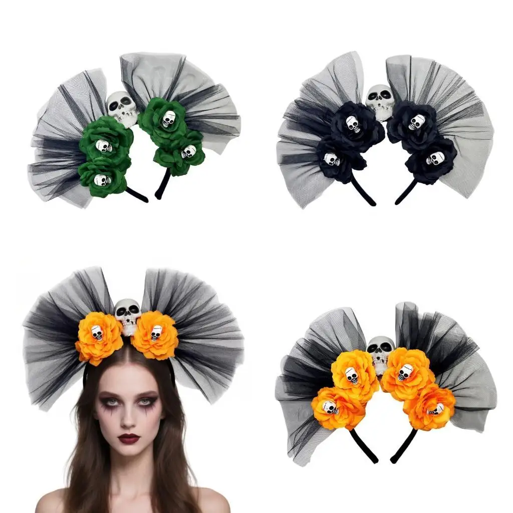 

39BB Flower Crown Headband Day Of the Deads Headpiece Cincos Mayoes Party Costume