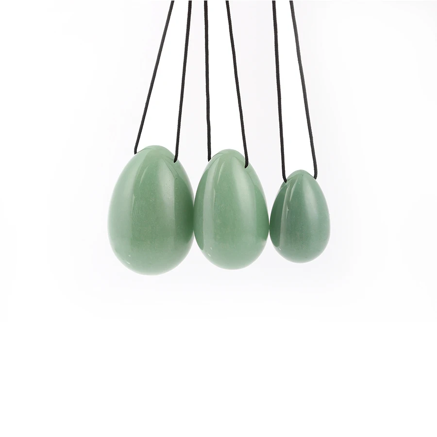 3 Pcs/Set 45*30mm 40*25mm 30*20mm Yoni Eggs Natural Green Aventurine Jade Eggs for Kegel Exercise Crystal Healing Reiki