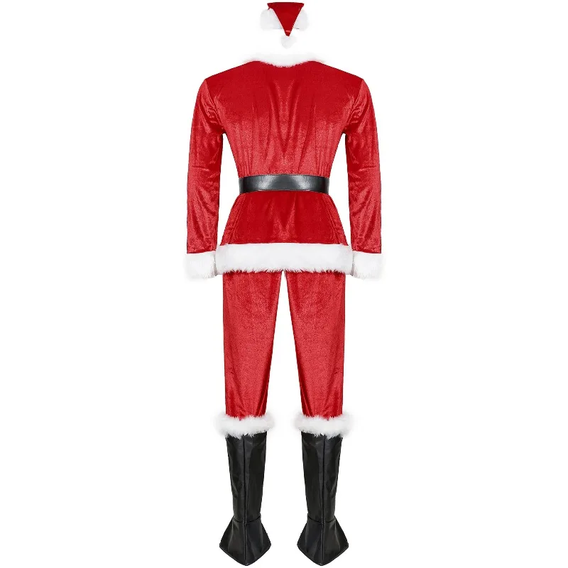 ชุดซานตาคลอสครบชุด ชุดแต่งกายเล่นบทบาทสมมติคริสต์มาส พร้อมเครา หมวก ชุดคอสเพลย์สำหรับผู้ใหญ่ สำหรับงานปาร์ตี้และงานเทศกาล