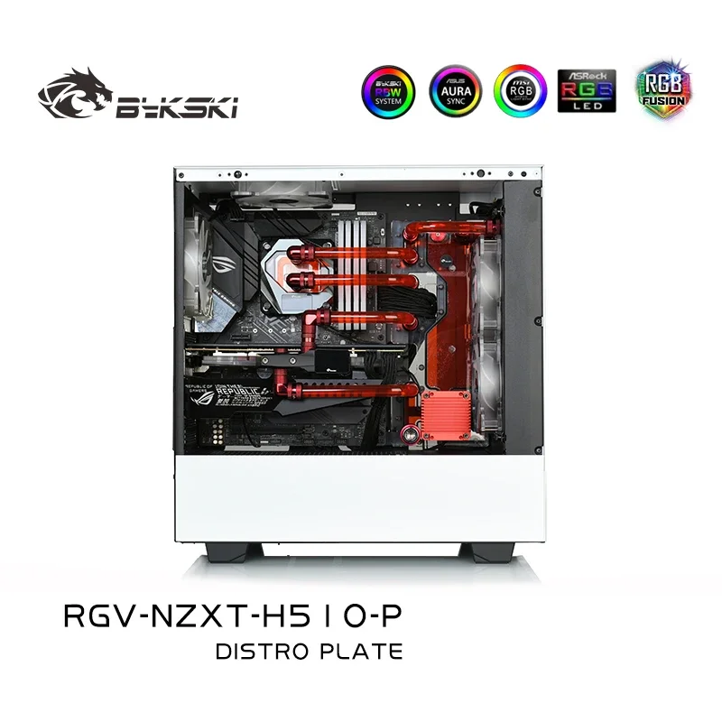 Bykski for NZXT H510 Computer Case Distro Plate Kit for CPU/GPU Water Cooling Radiator Support DDC Pump,RGV-NZXT-H510-P