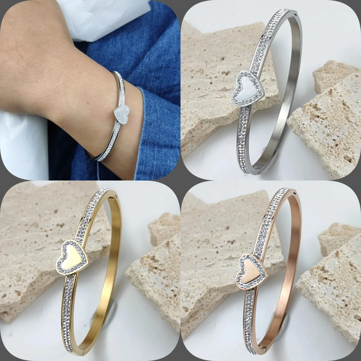 Gypsophila heart true love women's bracelet is waterproof and does not fade, rose gold buckle bracelet, gift for women