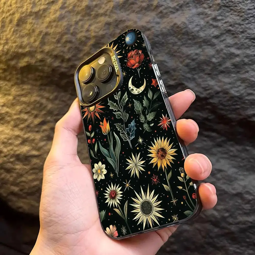 Sunflower Moon Hülle für iPhone 17 16 15 14 13 12 11 Pro/Max/Plus stoßfeste Rückabdeckung Anti-Fingerabdruck