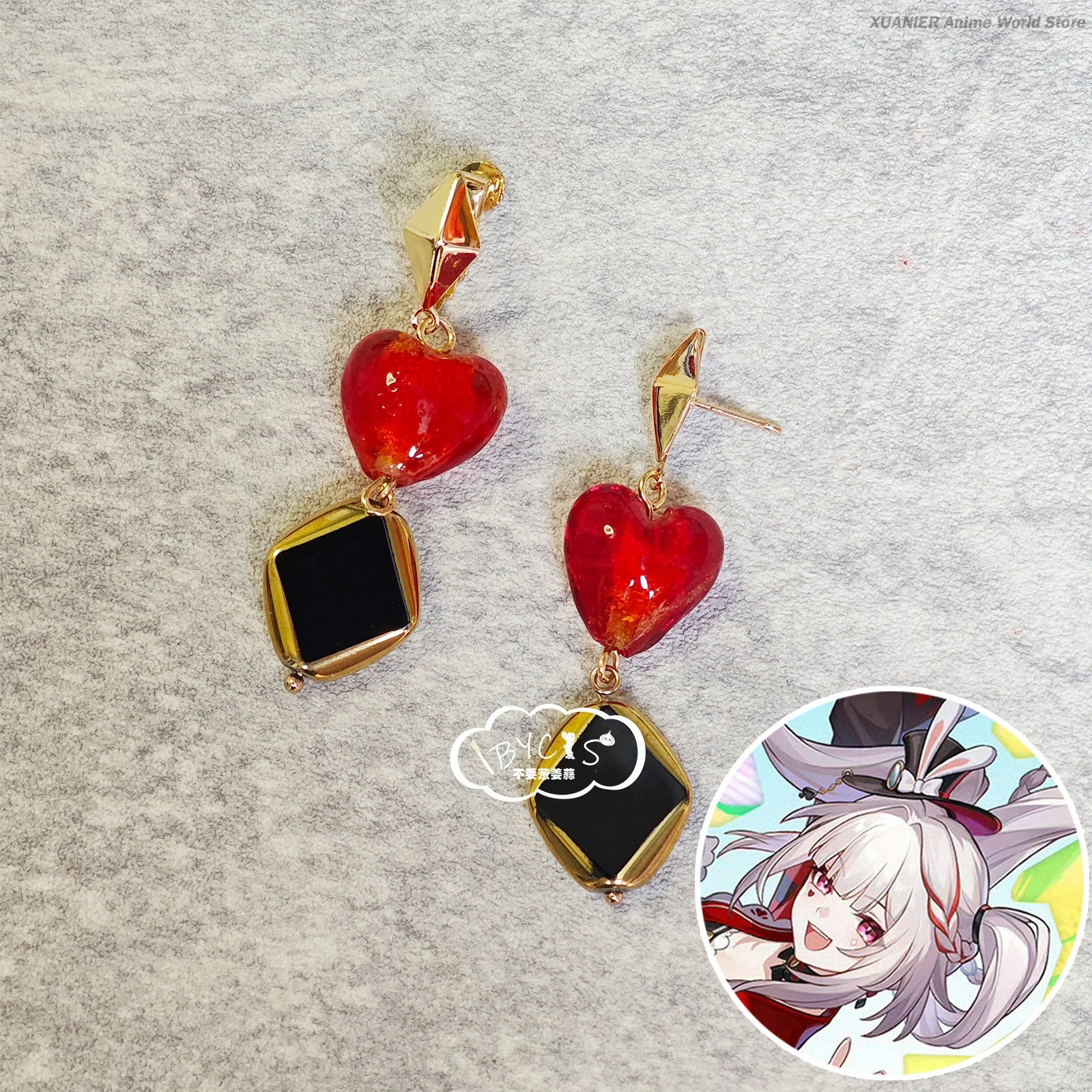honkai：スターレール-スパルクシー-コスチューム-ポーカーカード-エレメント-ラブ-イヤークリップ-イヤリング-イヤースタッド-ジュエリー-ゲーム-アニメ-コスプレ-小道具-ギフト