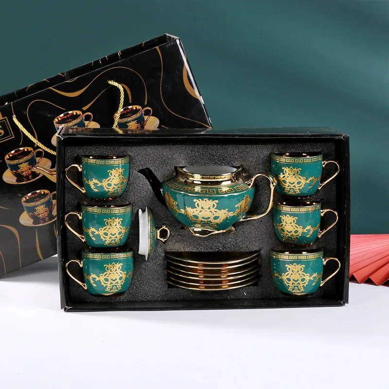 Cross-border Middle East Turkish Teapot Business Gift European-style Ceramic Tea Set  Suit Creative Coffee Cup Pot view 5