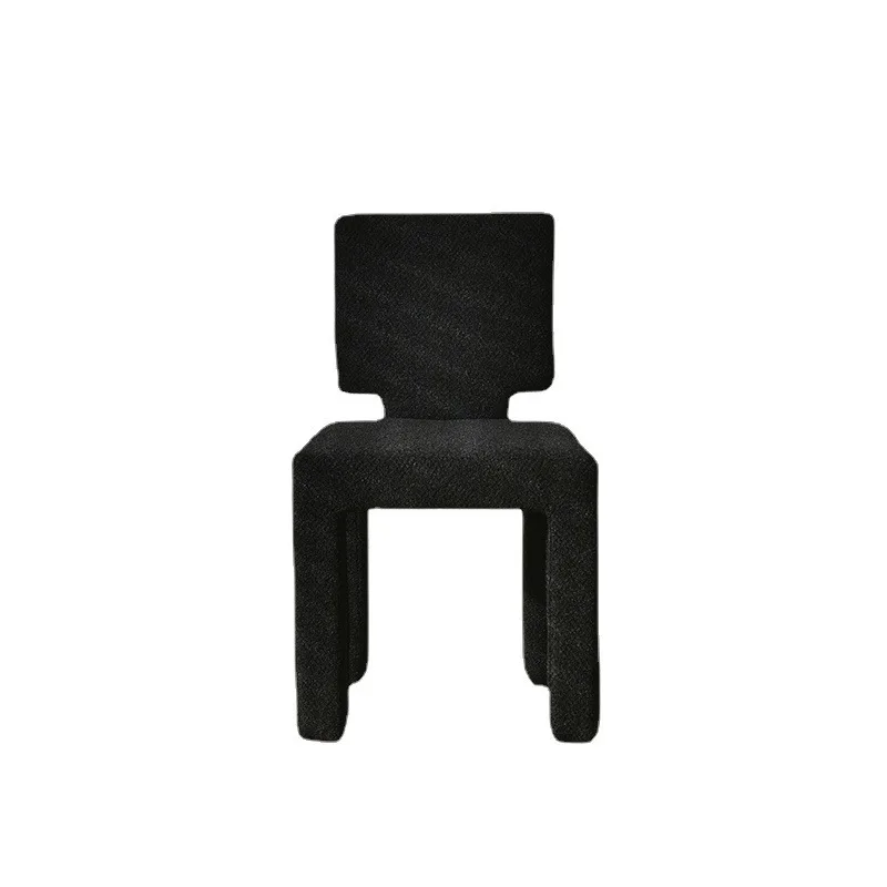 

Nordic creative Internet celebrity black teddy velvet dining chair home modern minimalist ins wind stool backrest makeup chair