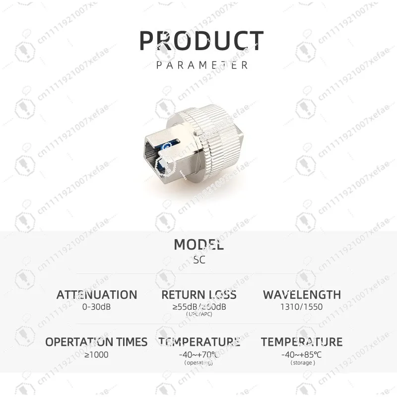 Adjustable fiber attenuator, attenuation range 0-30dB SC/UPC connector adapter Mechanical adjustable attenuator