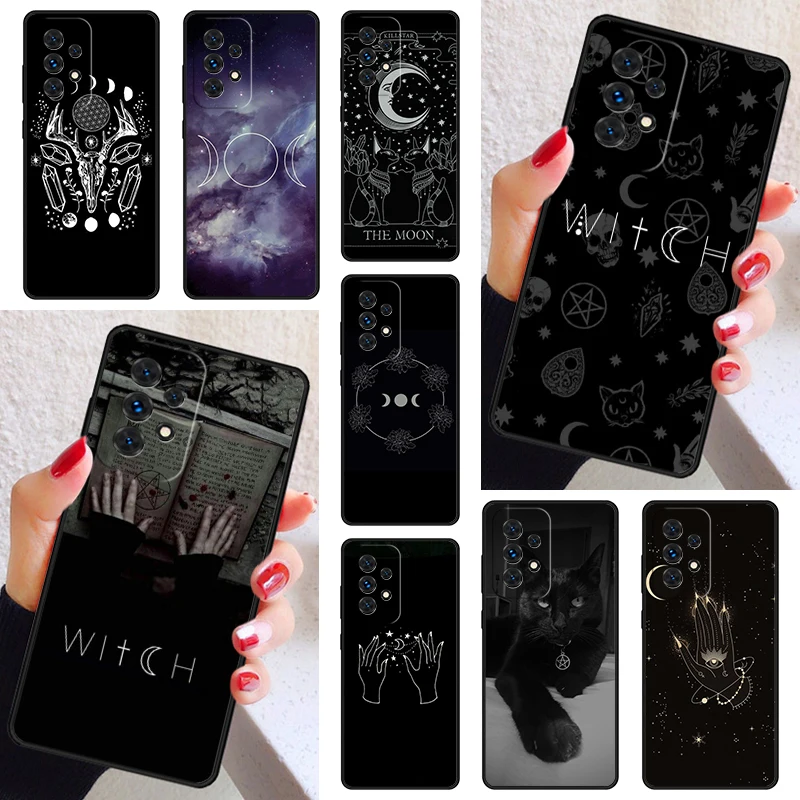 Occult Witchcraft Moon Gothic Witch Case Cover For Samsung Galaxy A52 A72 A73 A20e A21S A50 A70 A12 A42 A31 A40 A51 A71 A32 A80