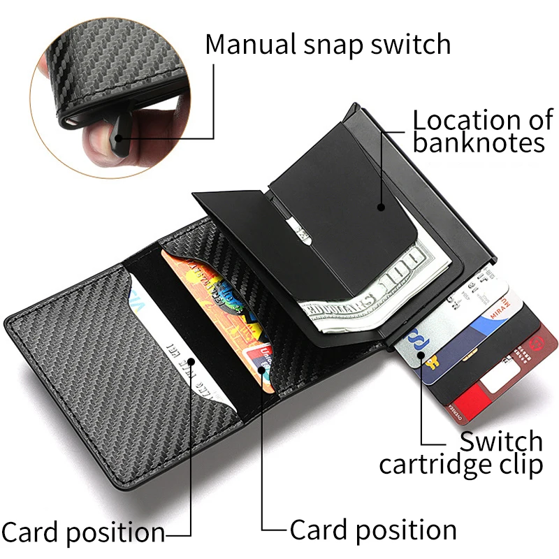 Carbon Fiber Credit Card Holder Car Logo Wallets Style Accessories For Hongqi H9 HS5 H5 H7 E-HS9 E115 HS7 LS7 2021 2022 2023