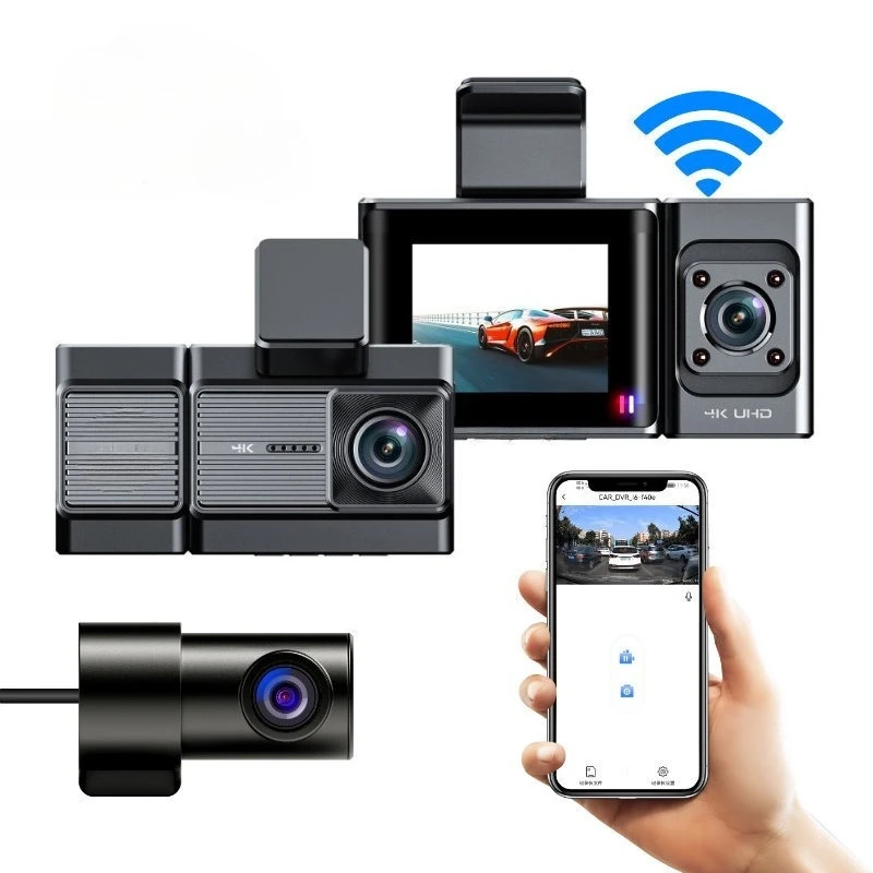 

2025 new A6703 driving recorder three records night vision, lens 4K + 1K + 2K high definition WiFi with gps