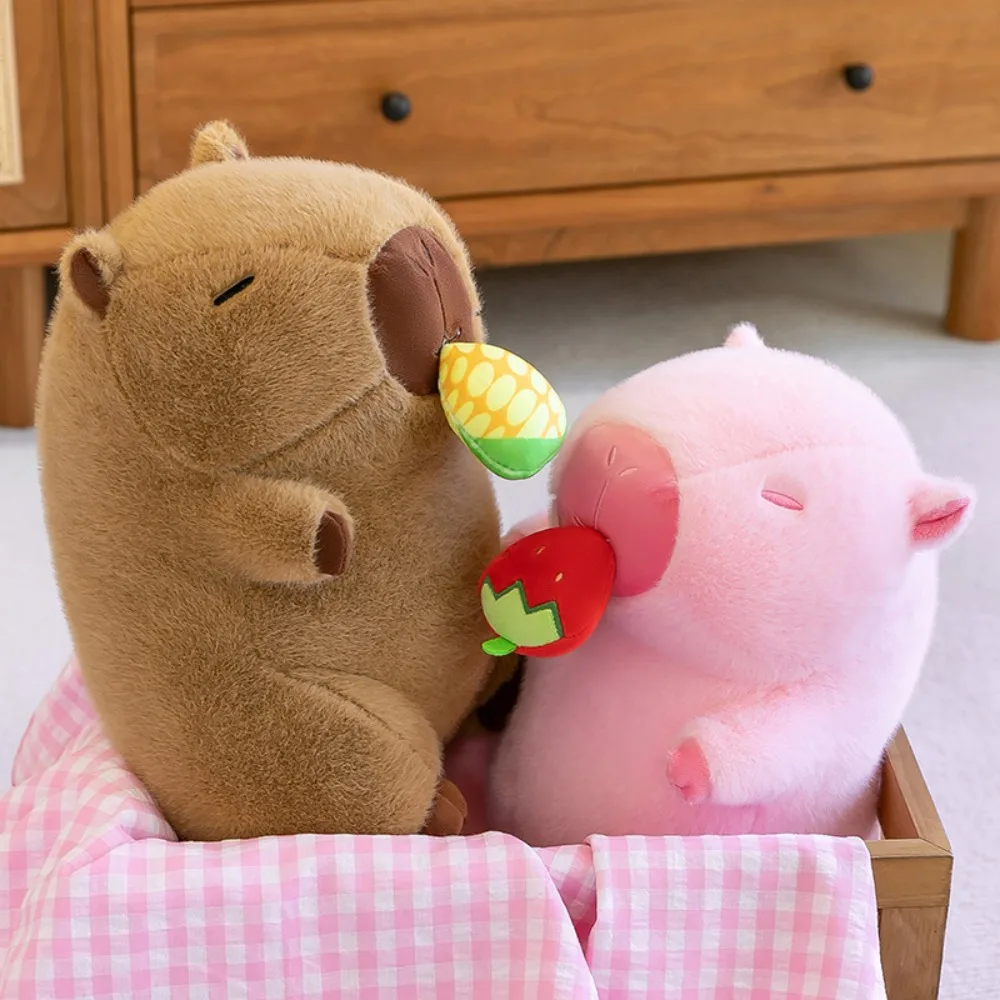 

PP Cotton Avocado Capybara Plush Toy Fluffy Collection Strawberry Capybara Doll Pink Cartoon Capibara Anime Fluffty Toy
