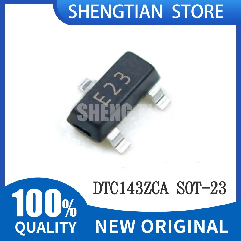 100PCS DTC143ZCA E23 SOT-23 50V 100mA 200mW DTC143 NPN SMD Digital Transistors Built-in Resistors