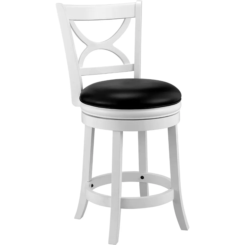 Taburete de altura de mostrador giratorio, asiento de 24 pulgadas, blanco, juego de 1