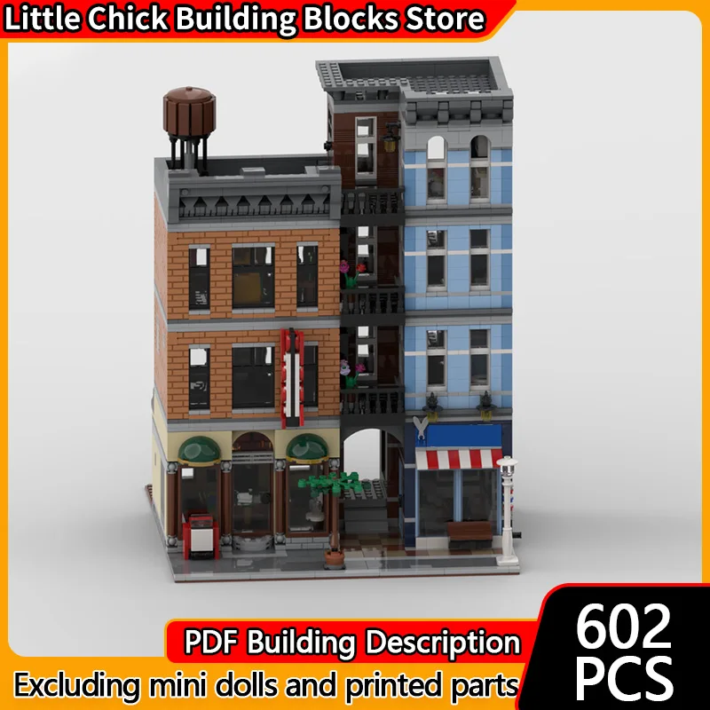 

City Street View Model MOC Building Bricks Detective Agency Modular Technology Children Holiday Gifts Assemble Toys Suit