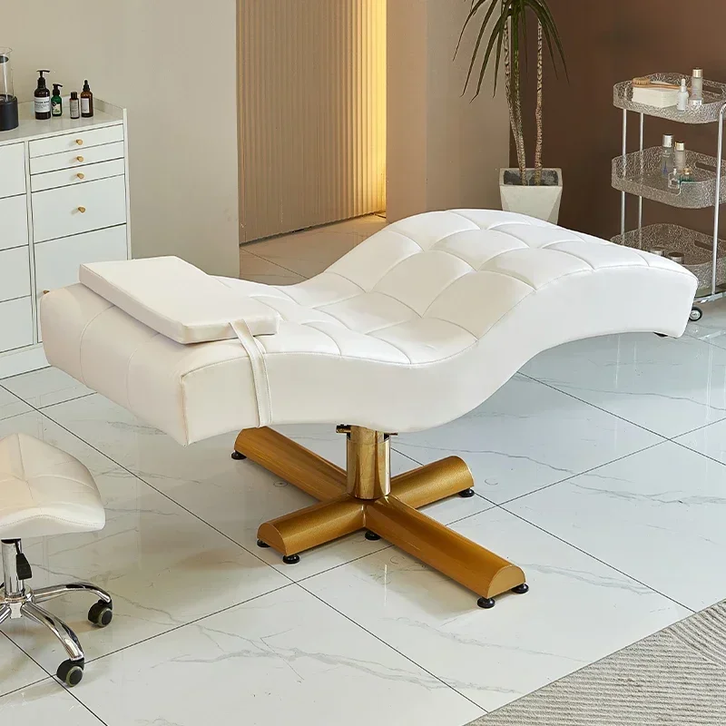 Silla moderna para el cuidado de la piel facial, salón de belleza, mesa de masaje, pestañas curvas, cama de belleza