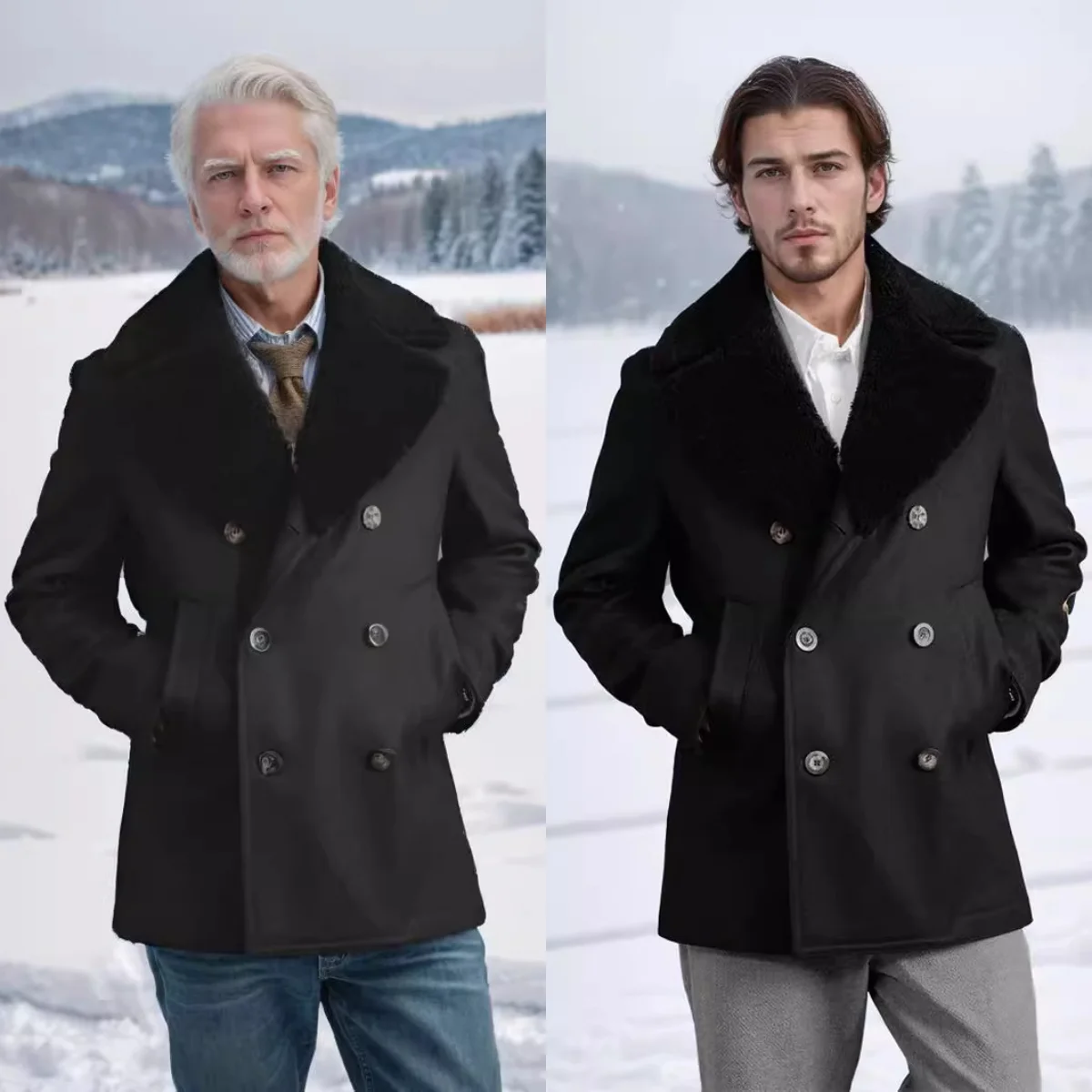

In Stock Autumn Winter Men's Warm Coat Double Breasted Cashmere Collar Men Jacket Coat Slim Fit Woolen Tuxedos