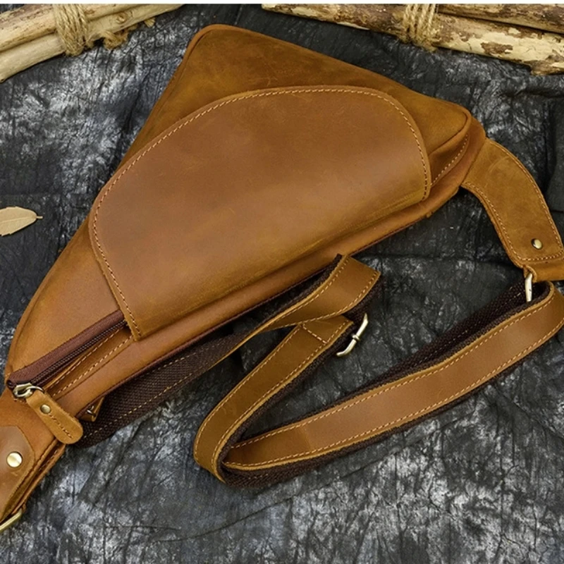 Sac à bandoulière unisexe en cuir de cheval pour hommes, sac à dos de sport, sac de taille pour téléphone, design original