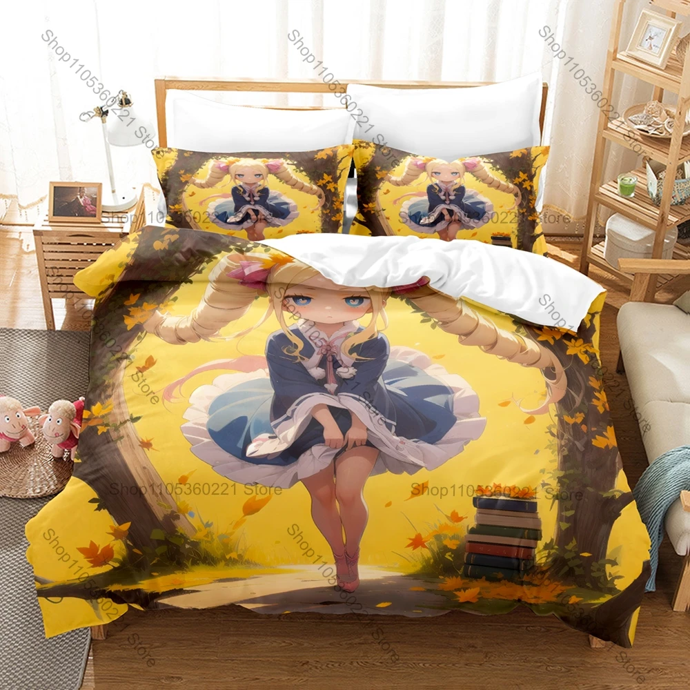 Beatrice Re:ZERO 3D Print Bedding Set Includes Duvet Cover + 2 Pillowcases Cute Silver Hair Library Spirit Isekai Fantasy Anime