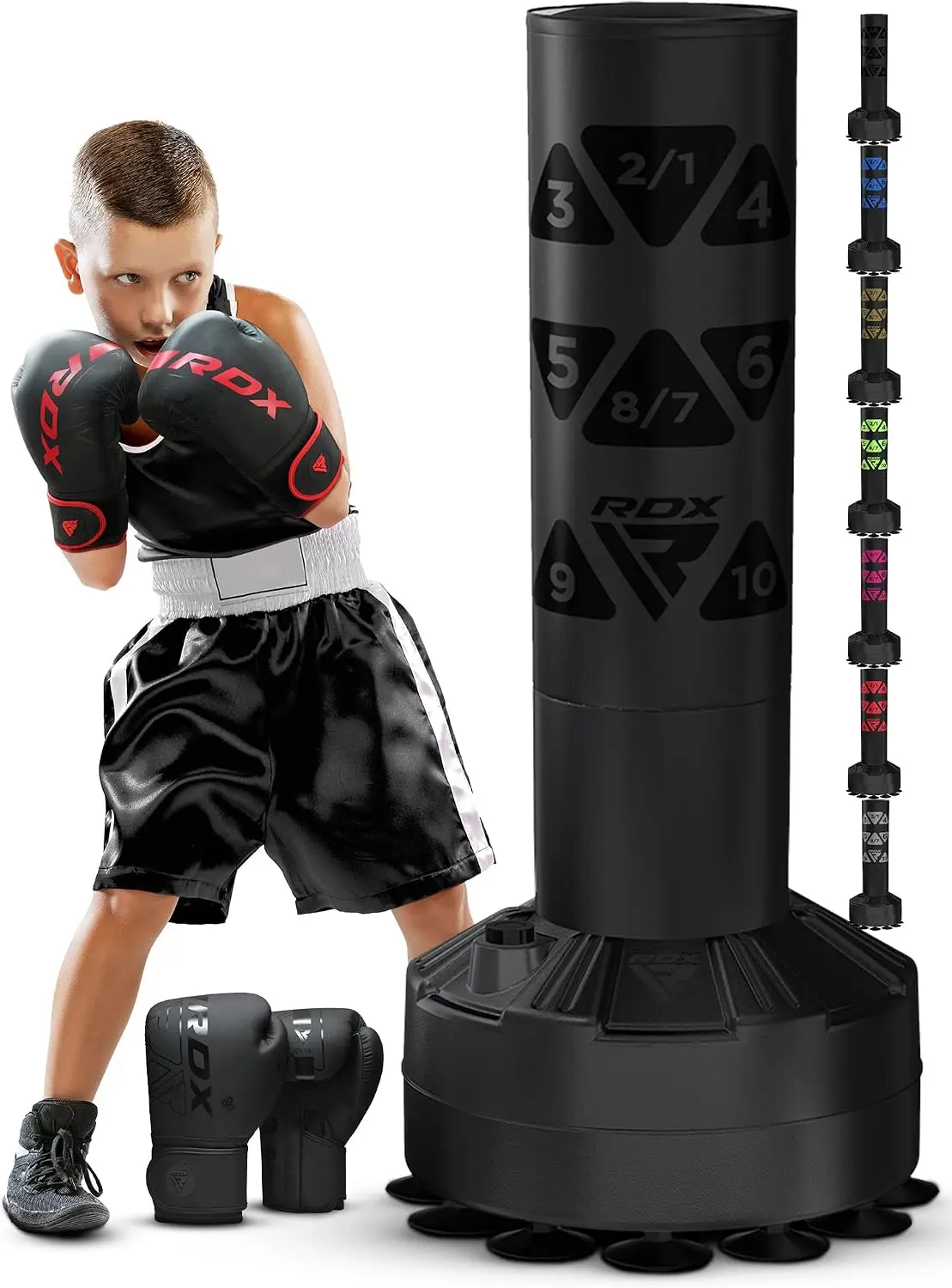 Kids Freestanding Punching Bag 4FT Heavy Duty Suction Cup Stand with Cover, Kickboxing MMA Boxing
