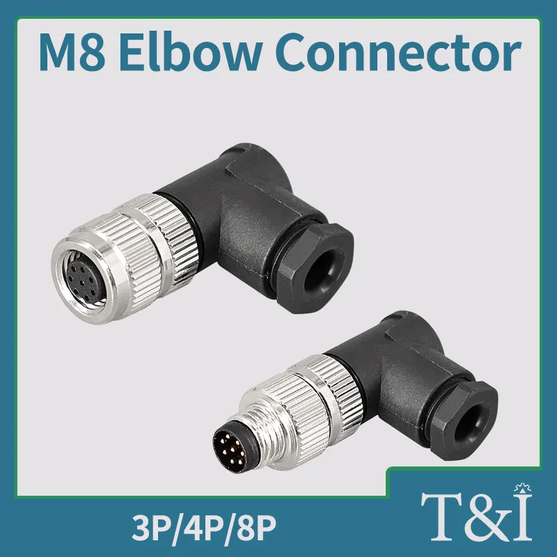 

5 PCS M8 ELBOW Sensor Connector 3/4/8 Pin Male&Female Waterproof Aviation Plug&Socket Proximity Switch