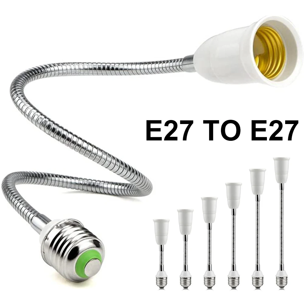 E27 LED Light Bulb Lamp Holder Flexible Extension Adapter Socket Extend E27 to E27 Adapter Converter Wall Base Holder Screw