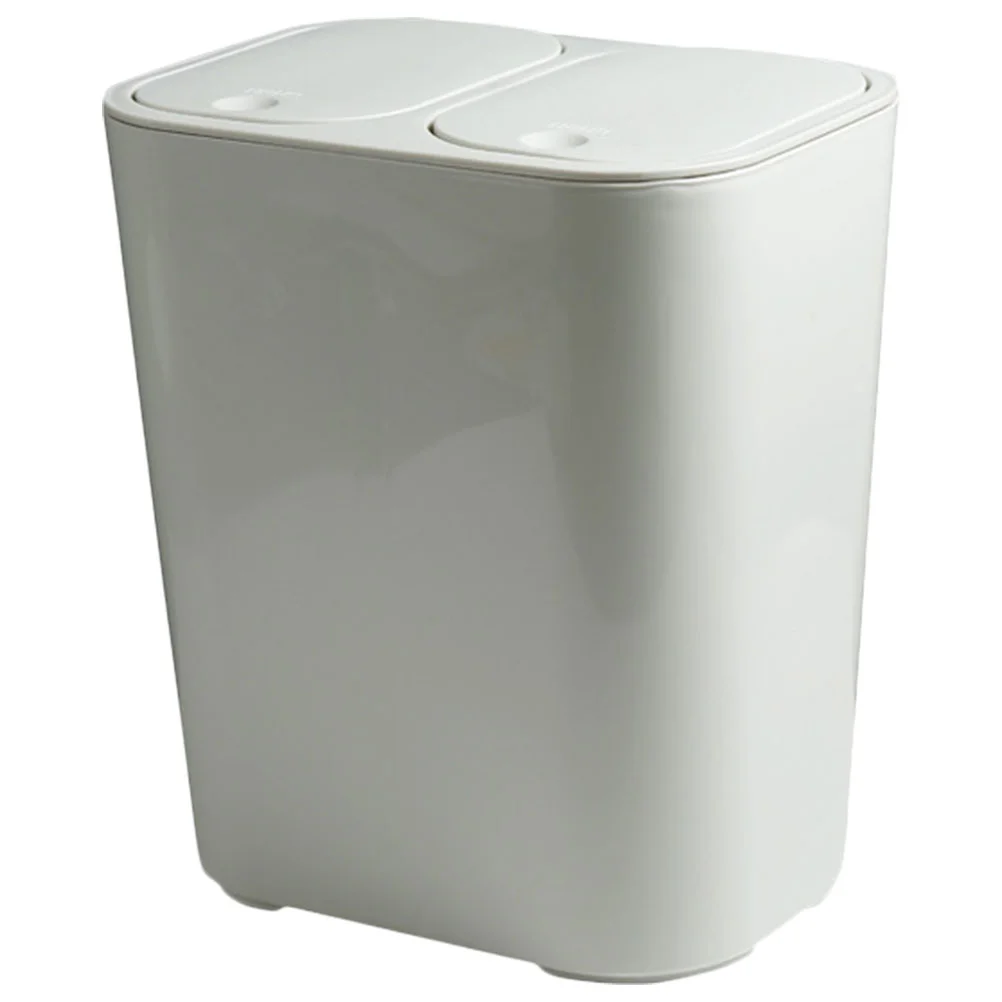 Sorting Trash Can Double Compartment Garbage White Bin Recycle Dual Waste Rubbish Pp Trashcan Office