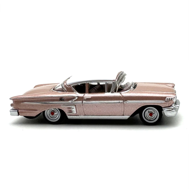 1:87 Scale Diecast Alloy Impala Sports Toy Car 1958 Model Pink Classics Nostalgia Adult Collection Gifts Souvenir Static Display