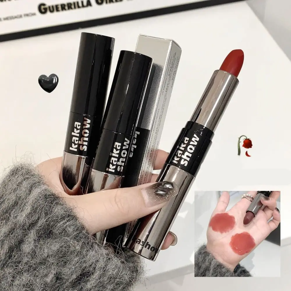 Dubbele Kop Spiegel Lippenstift Krijt Langdurige Matte + Water Licht Lip Cosmetica Waterdichte Hydraterende Bruine Lip Liner Potlood