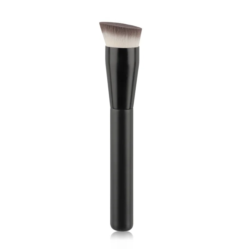 Border Hot-Selling Single Slanted Flat Full Black Seamless Foundation Brush Contour Brush Fiber Hair Thickened Aluminum Tube Mak