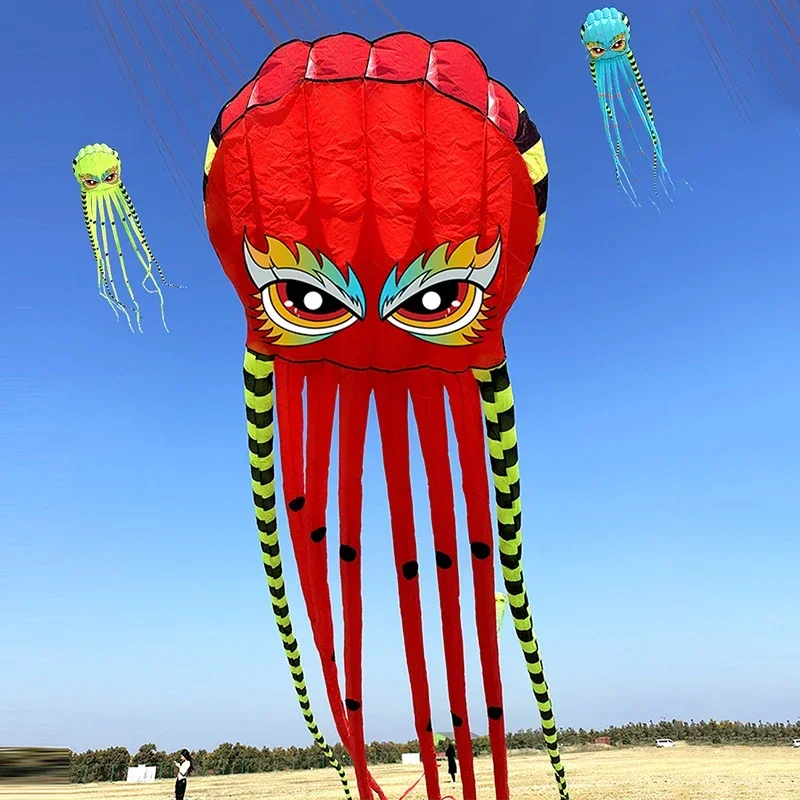 8M 5-color Soft Octopus Kite Tear Resistant Nylon Beach Octopus Competition Performance Kites Nylon Tear Resistant Package