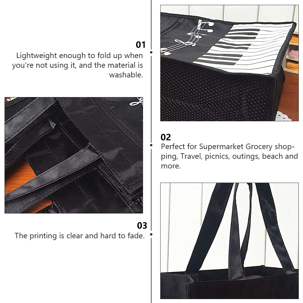 

1 pc Non-Woven Fabric Handbag Music Note -Friendly Reusable Recycle Shopping Foldable Lightweight Printing Shoulder