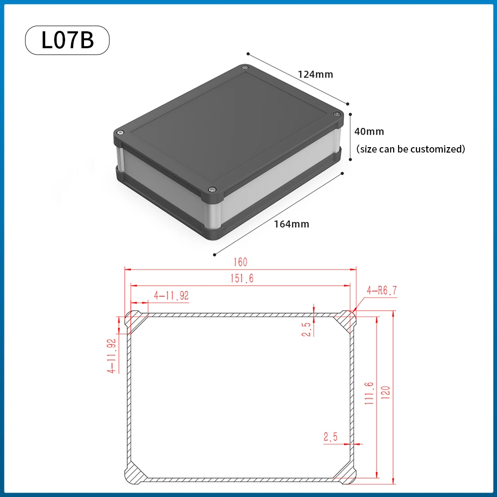 Waterproof Electrical Project Box Durable IP68 Aluminum Electronic Enclosure DIY Watertight Junction Housing L07B 160*120mm