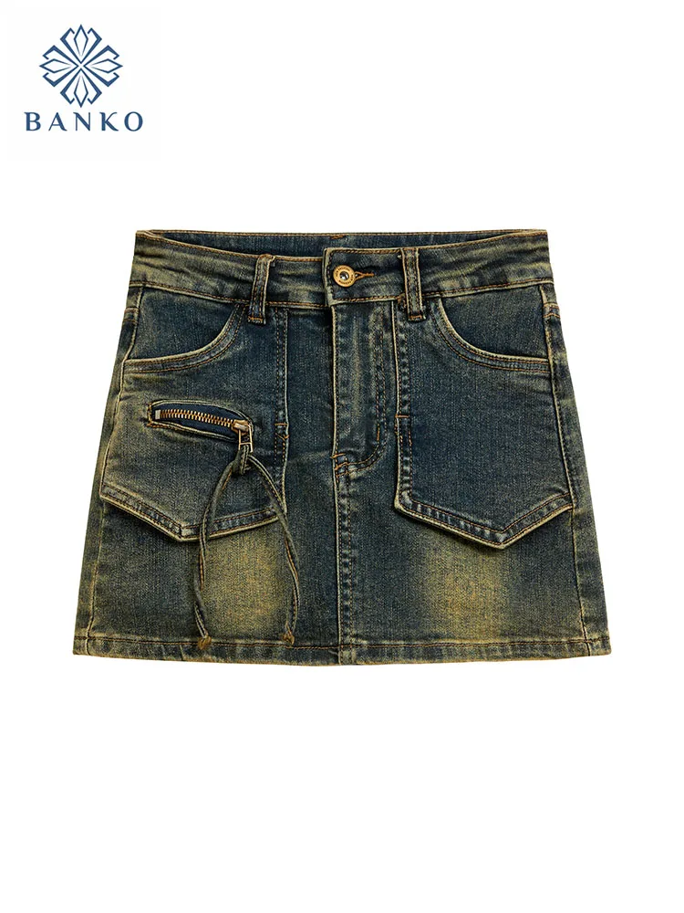 

Fashion Solid Denim Skirt Women Clothing Summer Sexy Wrap Hip High Waist Slim A-Line Skirts Female Bottoms Streetwear Vintage