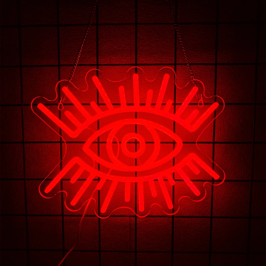 Evil Red Eyes Led Neon Sign, Bohemian Wall Witchcraft Wall Lamp, Bedroom, Horror Cinema, Haunted House, Game Room Art Decor.