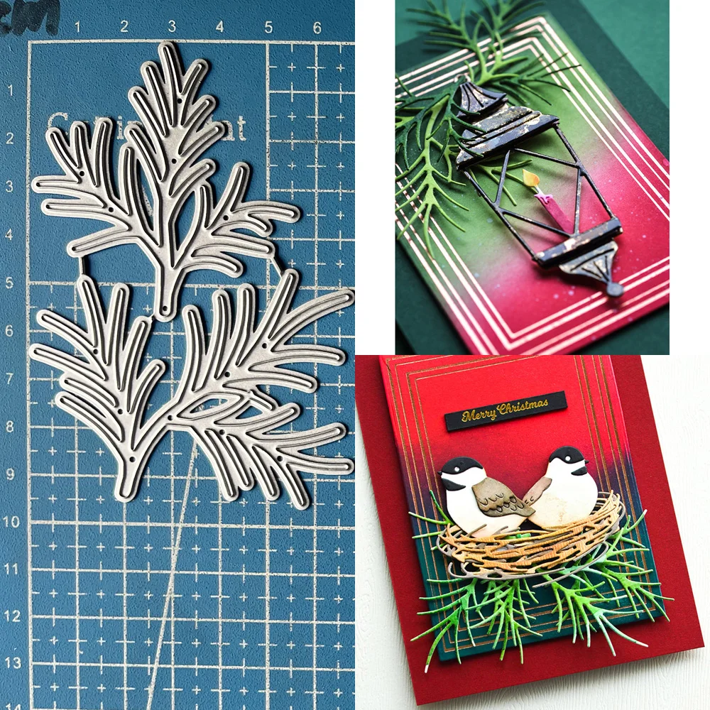 Lucky Goddess Metal Cutting Dies Pine Needle Sprigs Diy Scrapbooking Photo Album Decorative Embossing Paper Card Crafts