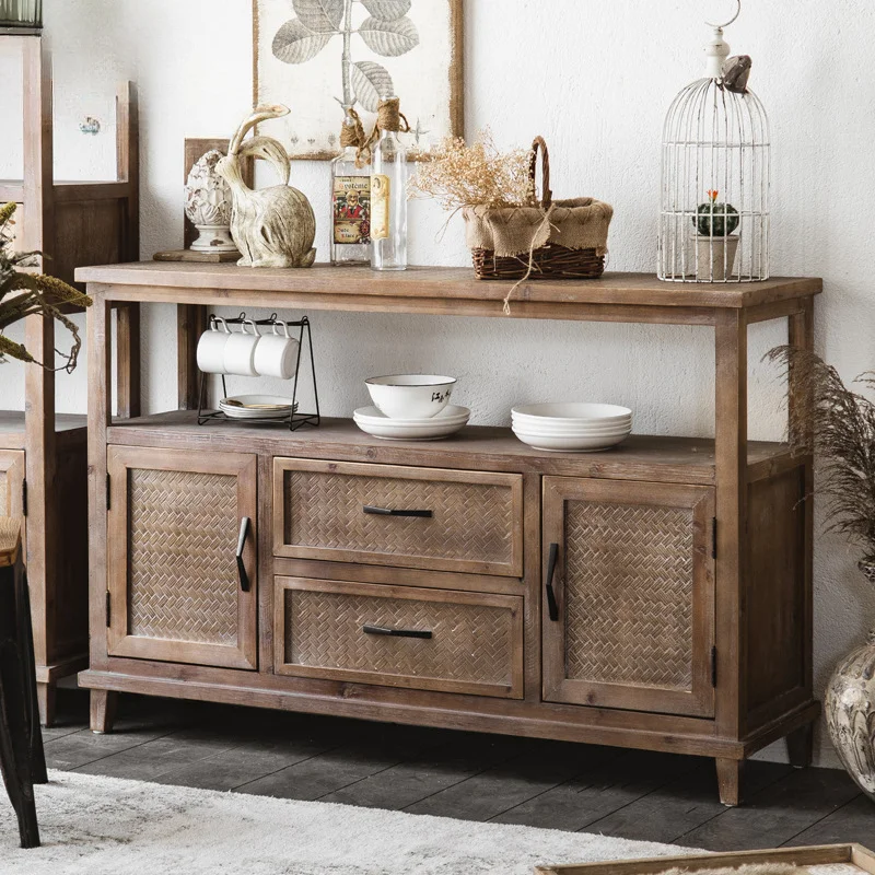 

Solid wood retro dining side cabinet storage American country living room old locker B & B dining cabinet