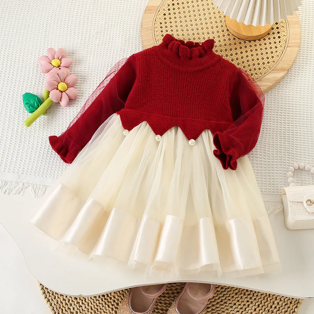 Toddler girls knitted sweater princess dress winter autumn cute children clothing girl clothing lovely