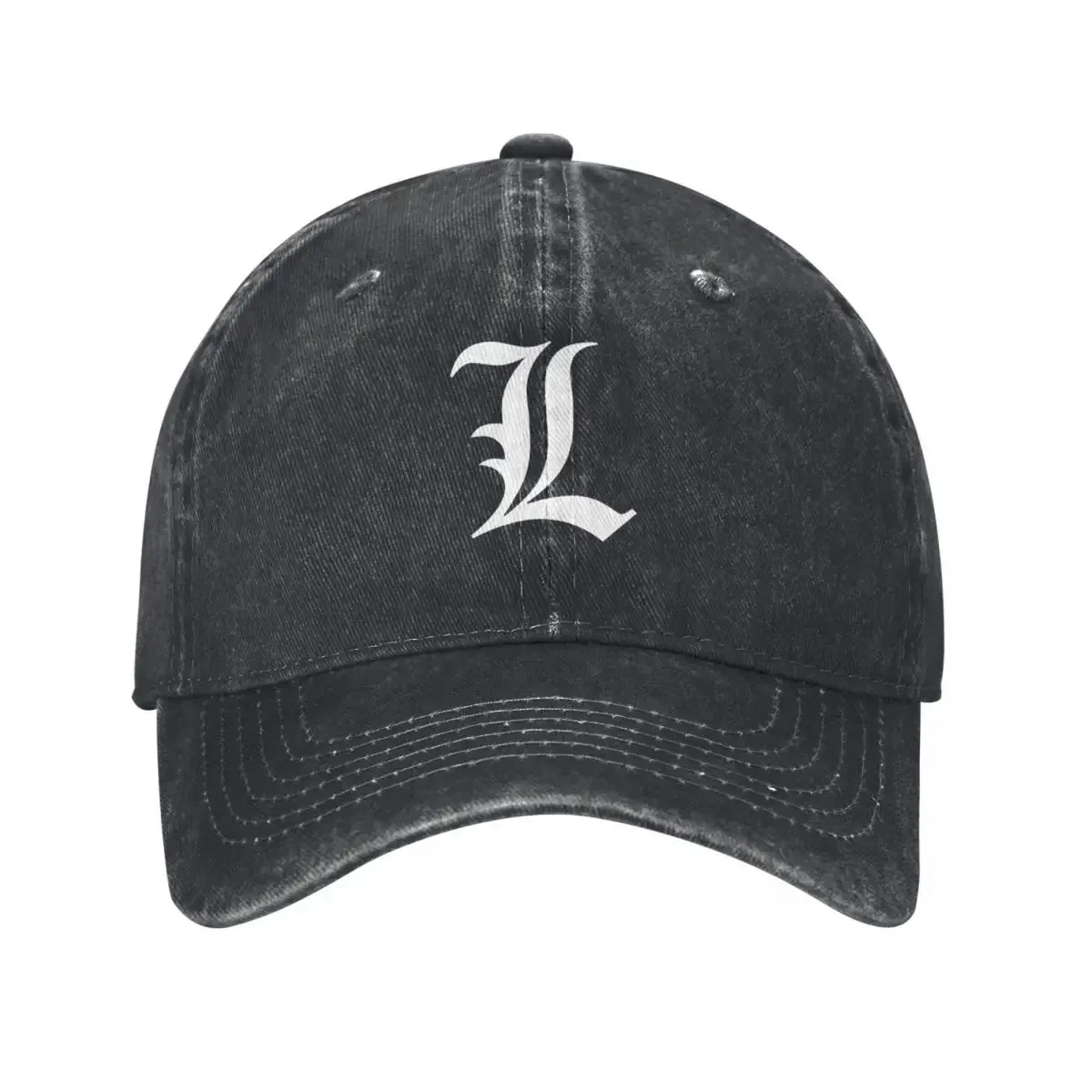 L – Old English Initial White Letter L Baseball Cap custom Hat Anime Hat Boy Child Women's