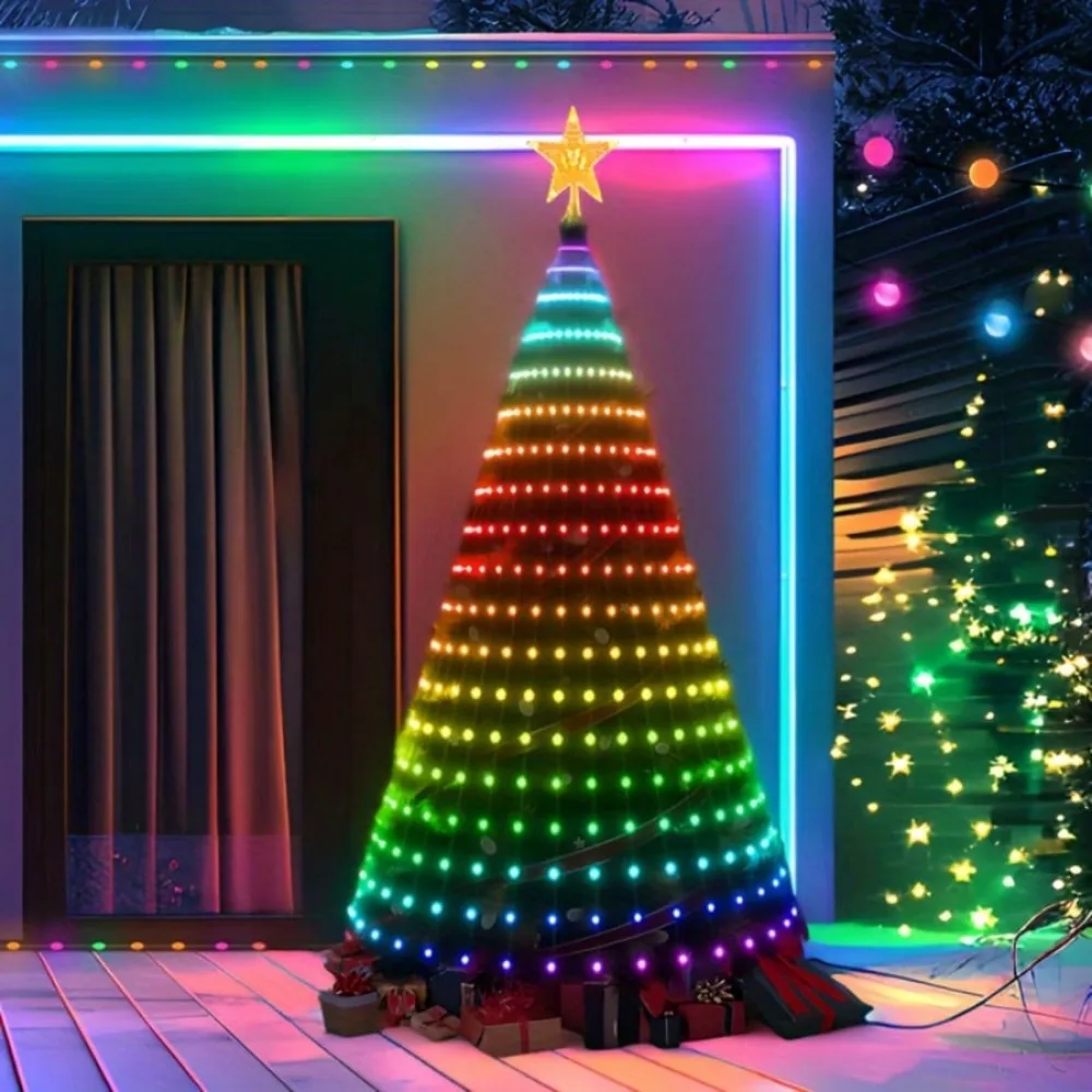 

Smart Christmas Tree Lights 400 LEDS Christmas String Lights DIY Text Music Sync Timer with APP Control for Christmas Tree Decor