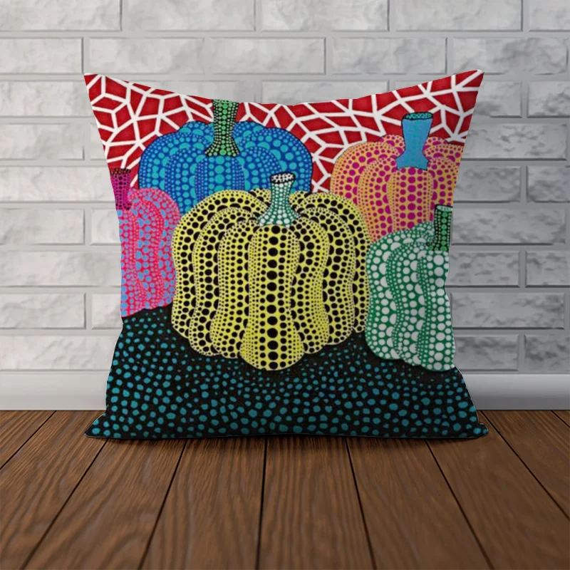 Decorative Cushion Covers for Bed Pillows Yayoi Kusama Abstract Art Pumpkin Couple Pillow Pillowcases 40x40 Cushion Cover 45*45